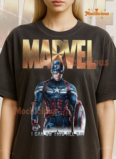 Discover Captain America I Can Do This All Day Shirt, 90s Vintage Retro Bootleg Super Soldier T-Shirt, I Can Do This All Day Tee, American Hero