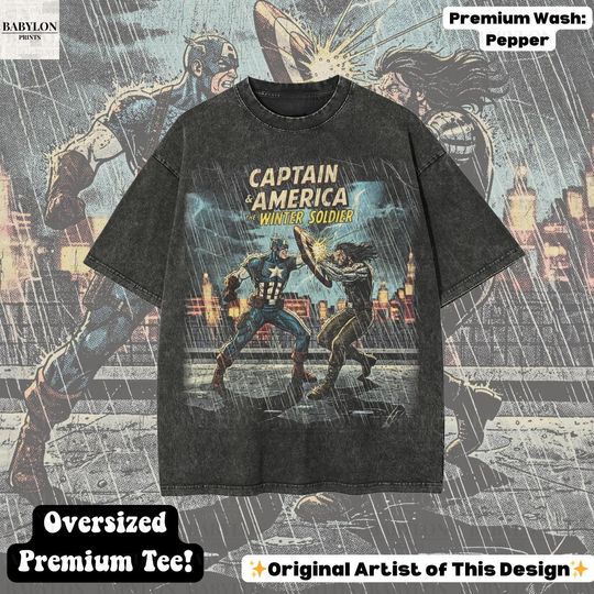 Oversized Captain America Winter Soldier Shirt: Vintage Marvel Comics T-Shirt, Avengers Disneyland Shirt