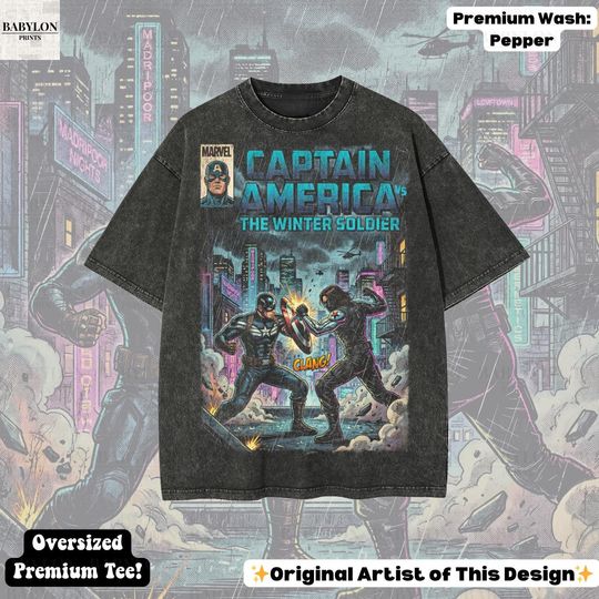 Oversized Captain America vs Winter Soldier Shirt: Marvel Comics Tee