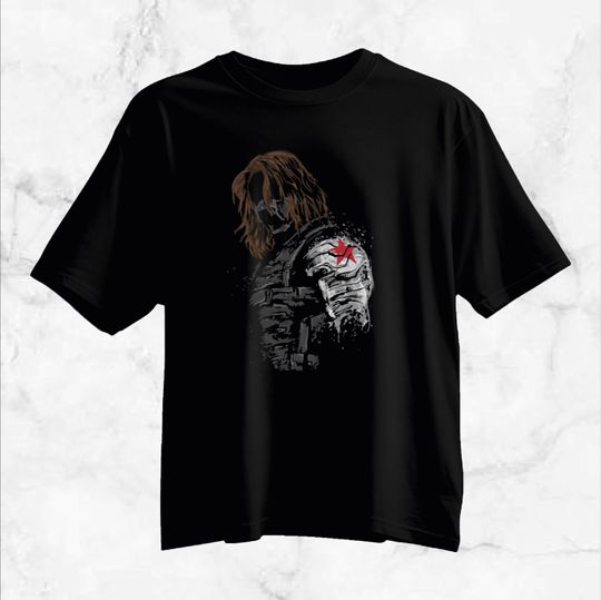 Discover Marvel Captain America Winter Soldier BUCKYY Bn Barnes Art Printed Tshirt - BLACK