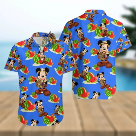 Discover Mickey Mouse Explorer Watermelon Aloha Hawaiian Shirt