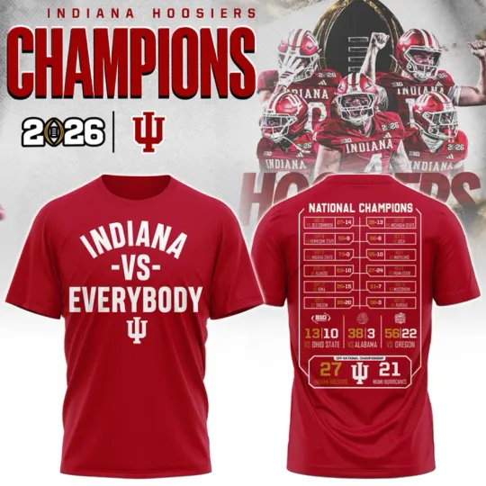 Discover Indiana Hoosiers 2026 National Champions Indiana Vs Everybody Shirt
