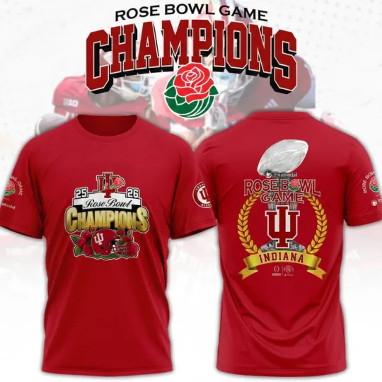 Indiana Hoosiers 2026 Rose Bowl Champions NCAA Game T-Shirt Red