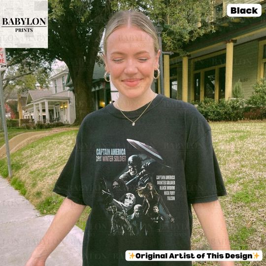 Discover Retro Marvel Captain America Winter Soldier T Shirt Disney Marvel Avengers Campus Tee Captain America Winter Soldier BUCKYY Bn Shirt Black Widow