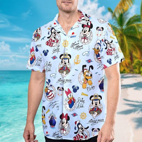 Discover Disney Cruise Squad Hawaiian Shirt, Mickey and Friends Cruise Hawaii, Disney Cruise Trip Button Up, Disney Summer Shirt, Disney Vacation Tee