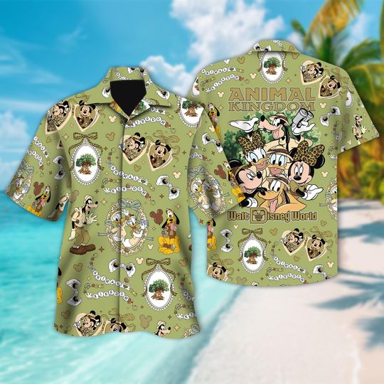 Discover Disney Safari Mickey And Friends Hawaiian Shirt, Leopard Minnie Mouse Button Up, Animal Kingdom Hawaii, Minnie Mouse Shirt, Disney Safari