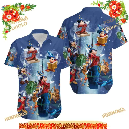 Discover Disney Fantasia Sorcerer Mickey Hawaiian Shirt