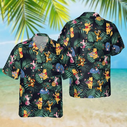 Discover Winnie The Pooh Blue Hawaiian Shirt, Disney Vacation Beach Outfit, Pooh Shirt Gifts