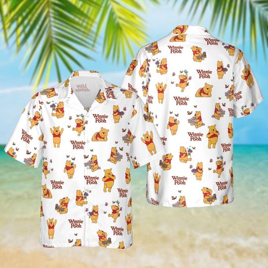 Discover Pooh Winnie The Pooh White Hawaiian Shirt, Disney Vacation Beach Outfit, Pooh Shirt Gifts