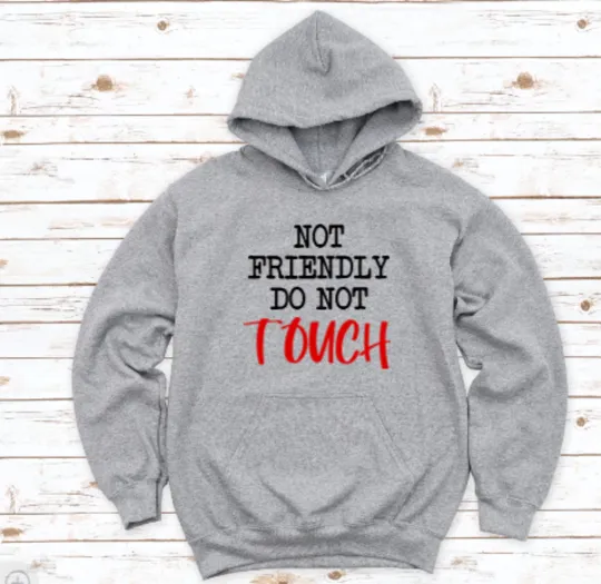 Unisex Gray Hoodie with Not Friendly Do Not Touch Print