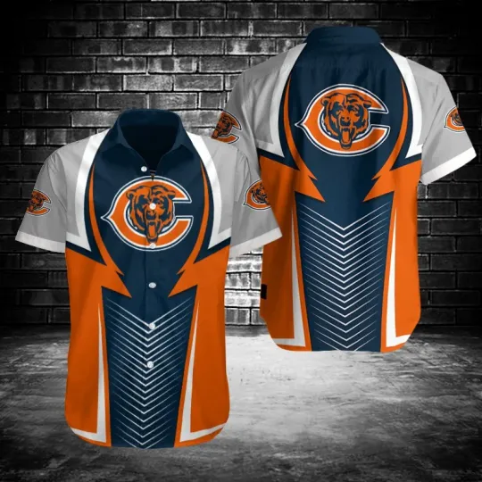 Chicago Bears Thunder Bolt Hawaiian, Gift For Friends, Gift For Fans