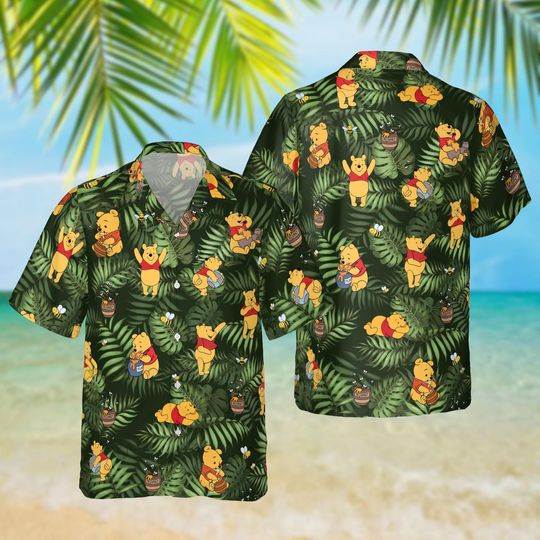 Discover Pooh With Bee Hawai Hawaiian Shirt, Disney Vacation Beach Outfit, Pooh Shirt Gifts