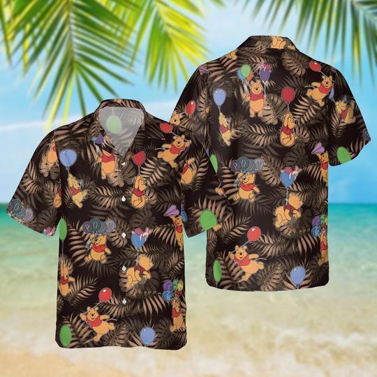 Discover Pooh Holding A Balloon Hawai Hawaiian Shirt, Disney Vacation Beach Outfit, Pooh Shirt Gifts