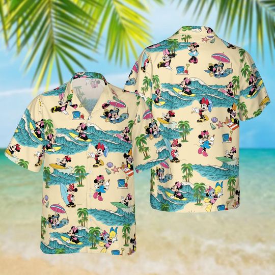 Discover Minnie Mouse Surfing Hawaiian Shirt, Disney Vacation Beach Outfit