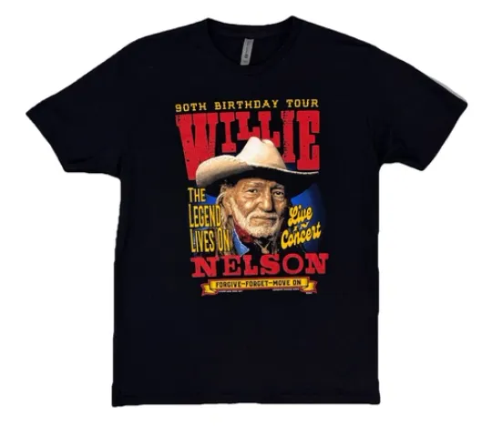 Discover Nelson 90th Birthday Tour T-Shirt Live in Concert Legend Lives On