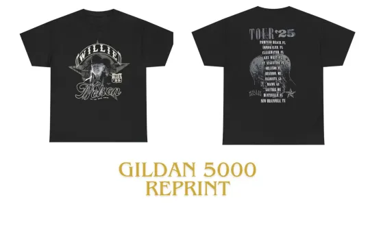 Discover Nelson Tour 2025 Double Sided T-Shirt Outlaw Rock Concert