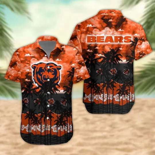 Discover Chicago Bears Palm Trees Sunset Hawaiian, Gift For Friends, Gift For Fans