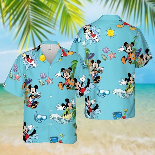 Discover Mickey Mouse Surfing Hawaiian Shirt, Disneyworld Tropical Shirt, Disney Family Trip Hawaiian Shirt