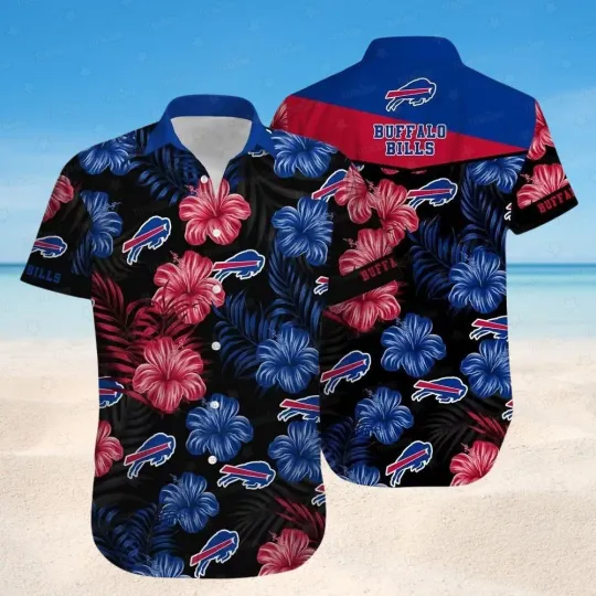 Discover Buffalo Football Black And Blue Hibiscus Hawaiian, Gift For Friends