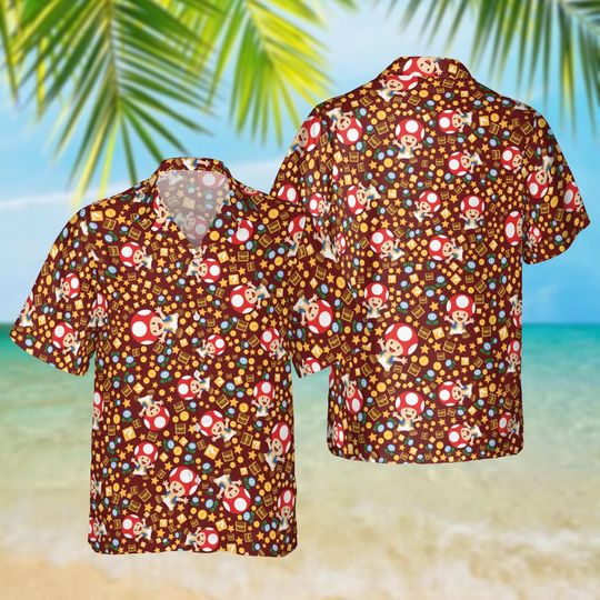 Discover Toad Hawaiian Shirt, Super Mario Bros Shirt, Retro Gamer Outfit