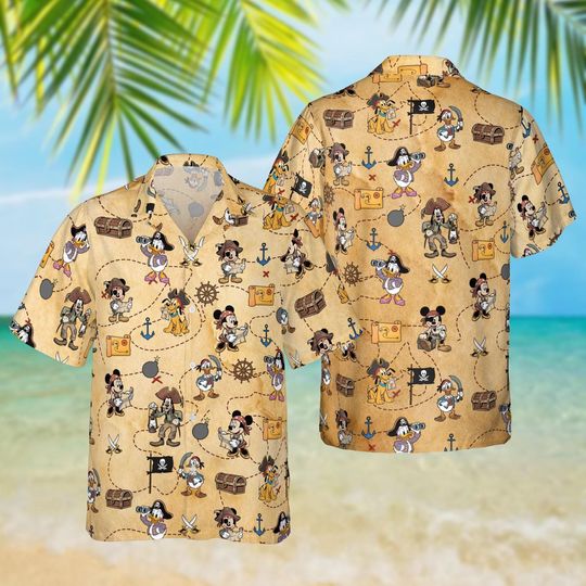 Discover Mickey And Friends Pirate Hawaiian Shirt, Disney Cruise Caribbean Vacation Shirt