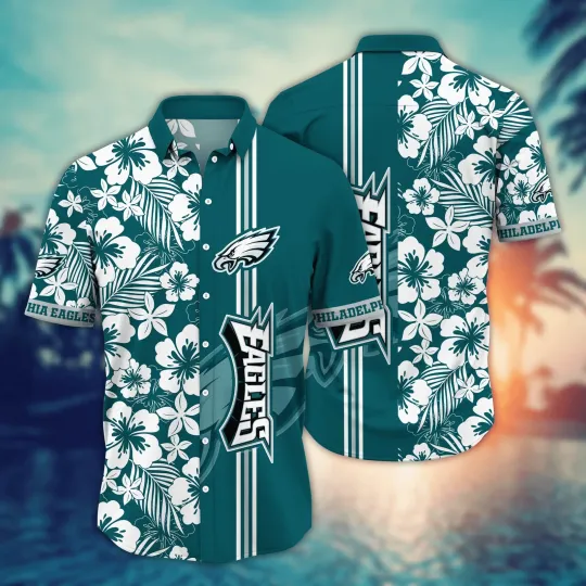 Discover Philadelphia Football Short Sleeve Button Up Tropical Hawaiian Shirt #3