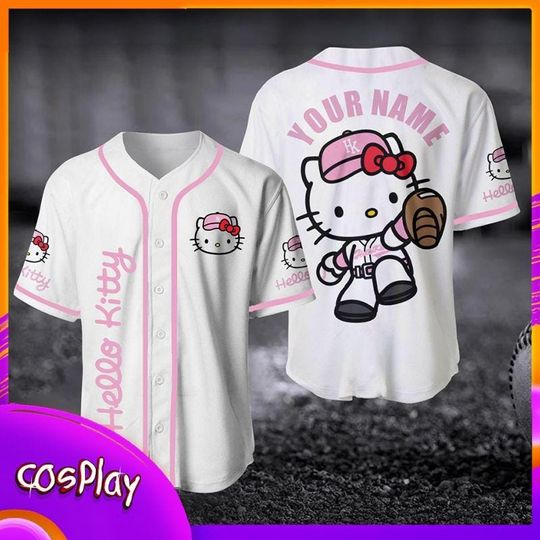 Discover Personalized Hello Kitty Baseball Jersey Shirt for Fans