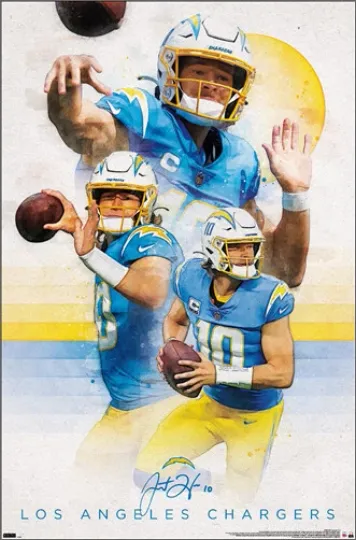 Discover Justin Herbert QB Los Angeles Chargers Poster Vertical Premium Matte