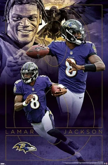 Lamar Jackson Dynamo Baltimore Ravens Football Poster Vertical Wall Art