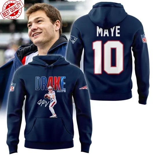 Discover Patriots 2025 AFC East Champs Drake Maye #10 Hoodie