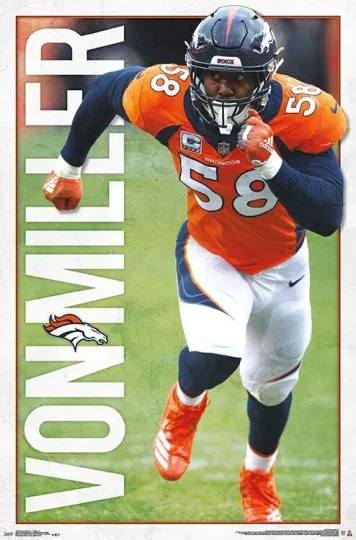 Von Miller PROWLER Denver Broncos Football Poster Vertical Wall Decor