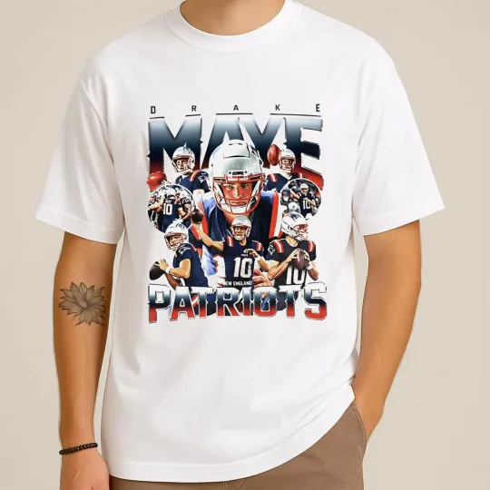 Discover Drake Maye #10 New England Patriots T-Shirt