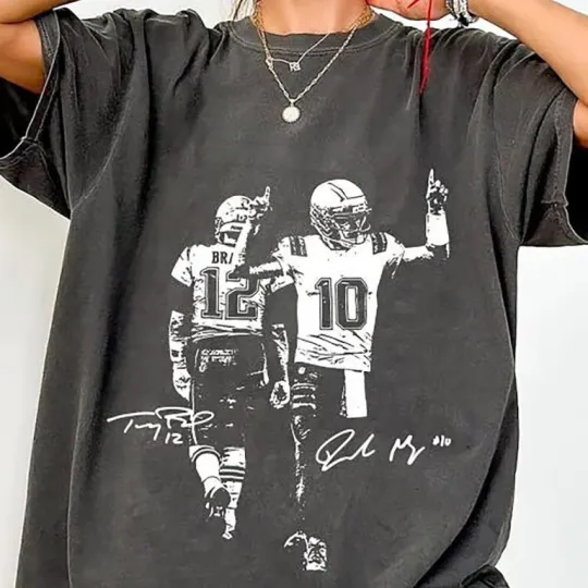 Discover Drake Maye & Tom With Signature Shirt, New England Football Vintage T-Shirt