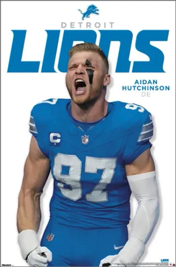 Aidan Hutchinson Victory Roar Detroit Lions Football Vertical Poster