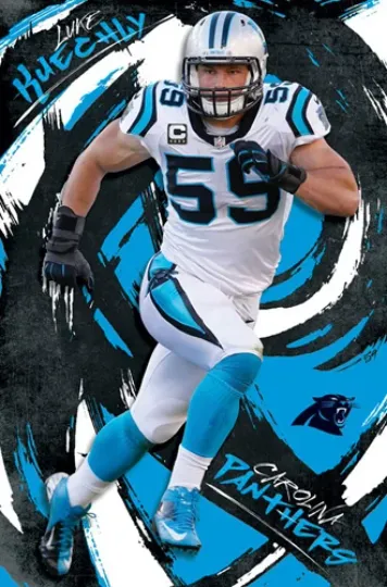 Luke Kuechly Whirlwind Carolina Panthers Vertical Poster Football Wall Art