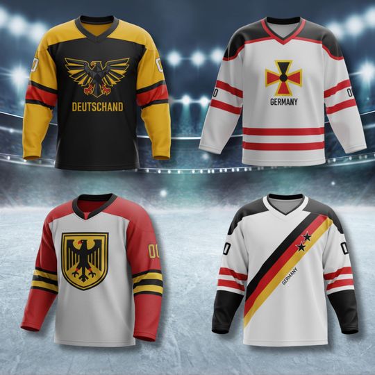 Discover Germany Hockey Jersey Sweatshirt Black Red Gold Eagle Crest Design Unisex Fan Pullover Gift for 2026 Winter Games Rink Wear Supporter
