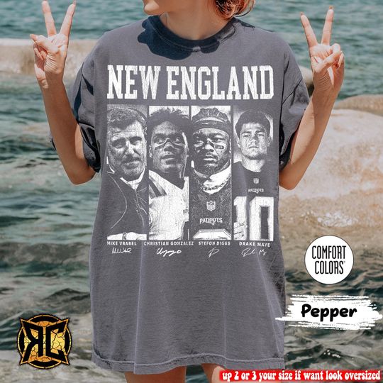 Discover Comfort Colors New England Walking Road Signatures Football Shirt, Drake Maye Stefon Diggs Gift For Fan Football Unisex