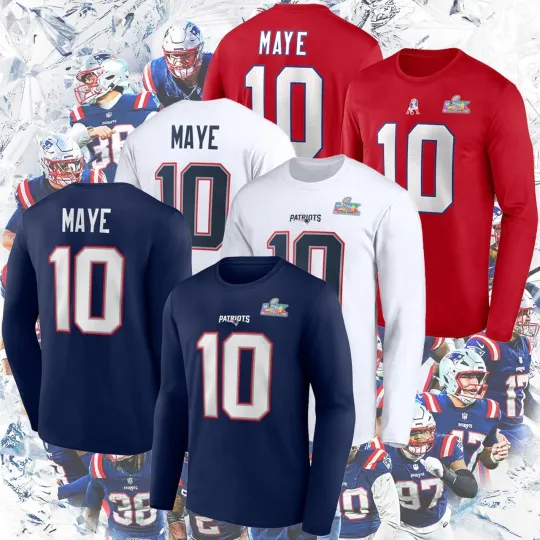 Discover Drake #10 Maye Name & Number 2025 Champs Long Sleeve Gift For New England Fan