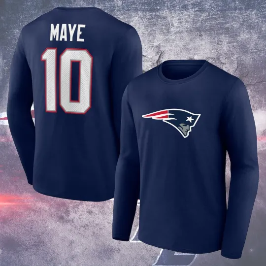 Discover Drake #10 Maye Icon Name & Number Player Long Sleeve Gift For New England Fan