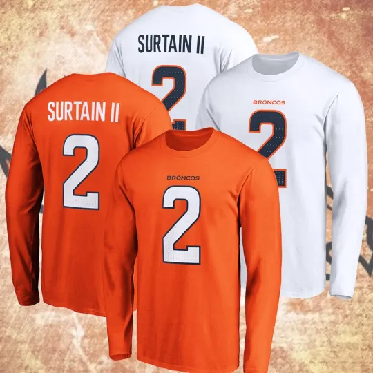 Discover Surtain II #2 Denver Name & Number Long Sleeve For Fan