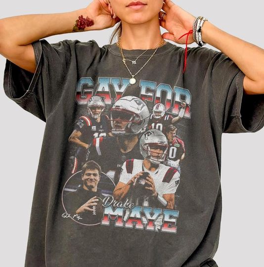 Discover Gay For Drake Maye Vintage Shirt, Drake Maye Rap Tee, Game Day Shirt, Football Shirt