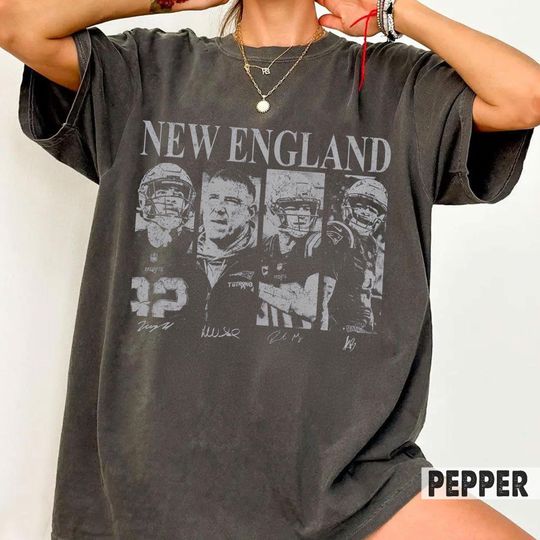 Discover Mike Vrabel Drake Maye Kayshon Boutte Football Shirt, New England Comfort Colors Shirt