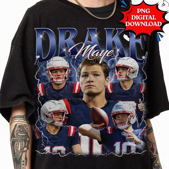 Discover Drake Maye 90s Png, Drake Maye Retro Bootleg Vintage, Football Fan Lovers File, Drake Maye File, Gifts For Football Fan, Football Lovers Png