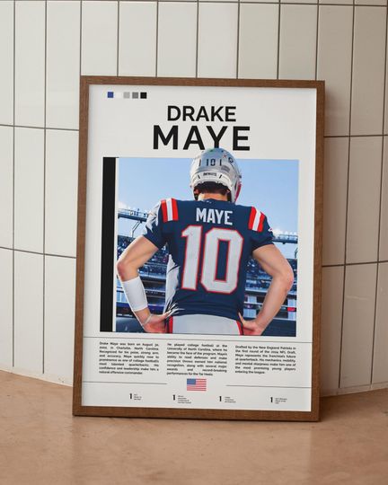 Discover Drake Maye Poster, New England Patriots Wall Art, Patriots Print, football Poster, football Wall Art, Gift For Football Fans, Sports Room Decor