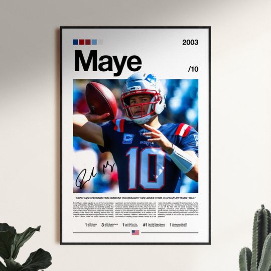 Discover Drake Maye Poster, football Wall Print, New England Patriots Poster, American Football Poster, Motivational Sports Poster, football Player Poster Gift