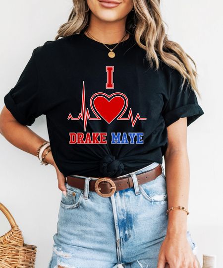 Discover I Heart Drake Maye Tee | Heartbeat Football Design