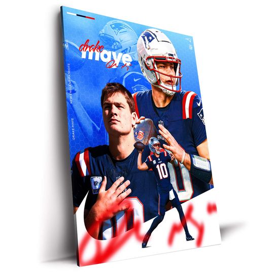 Discover Drake Maye New England Patriots football Poster Football Sports Canvas Art Print