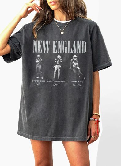 Discover New England Football Shirt, Drake Maye Stefon Diggs Christian Gonzalez Gift For Fan Football Unisex