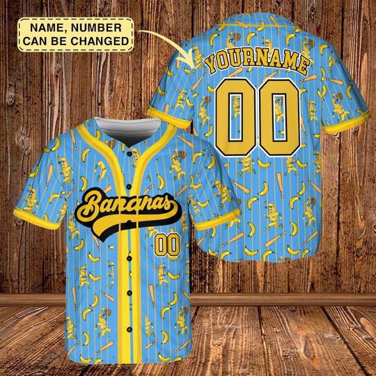 Discover Custom Cotton Baseball Jersey Retro Game Day Shirt Let's Go Bananas