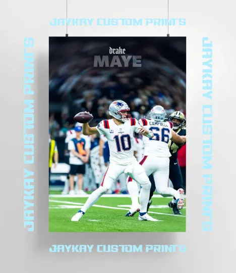 Discover New England Patriots Drake Maye football Poster Print - No Frame